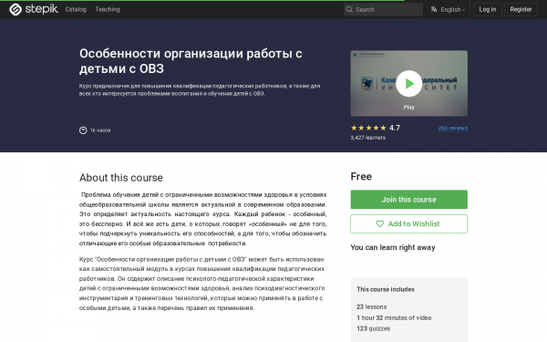 Особенности организации работы с детьми с ОВЗ