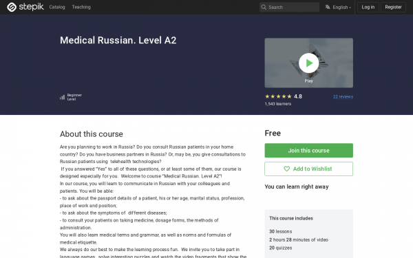Medical Russian. Level A2 